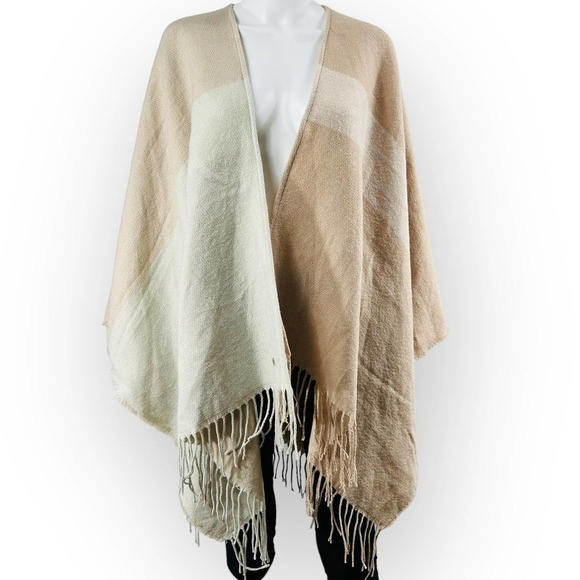Soia & Kyo Yadira Pink Ivory Fringe Scarfigan Wrap Cozy Minimalist OS - Picture 2 of 7